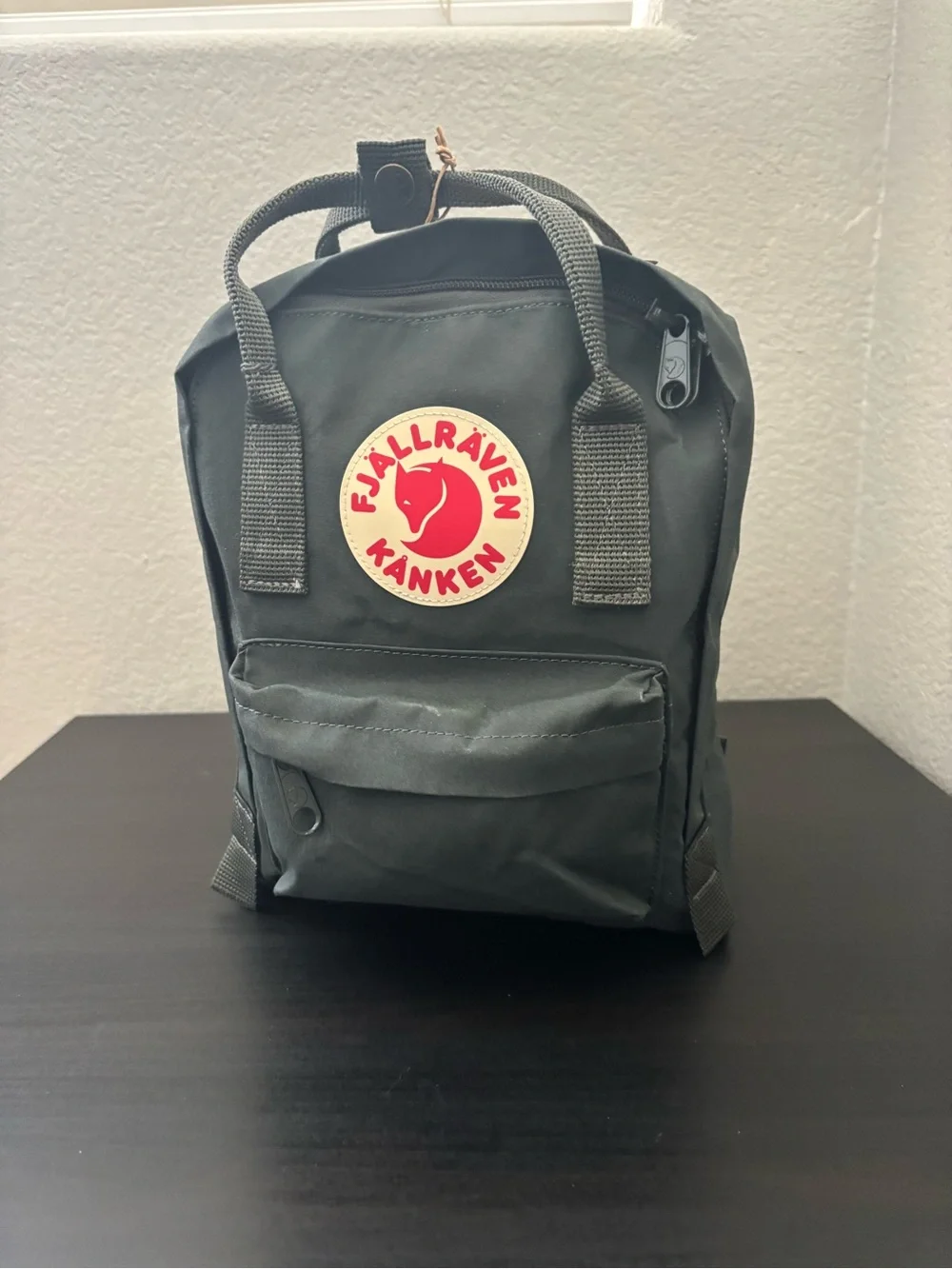 Fjallraven Kånken Mini Backpack - Dark Green with Red Logo